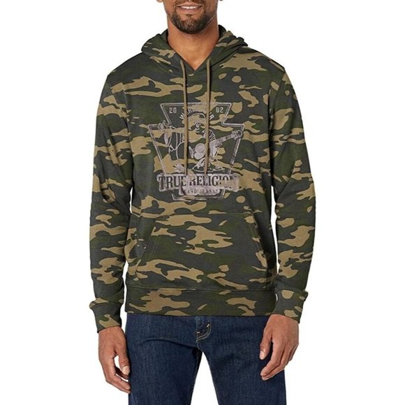 True Religion Other - True Religion Mens XXL Foil Buddha Logo Hoodie Sweatshirt Camo Green
